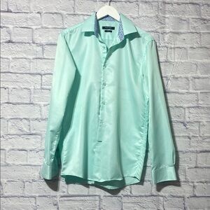 Nine West Green Dress Shirt Classic Cotton Blend